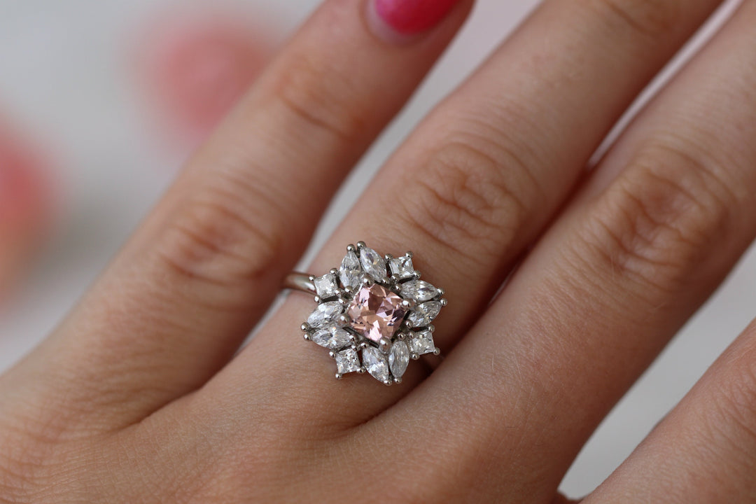 Magnolia Morganite Ring- Sterling Silver