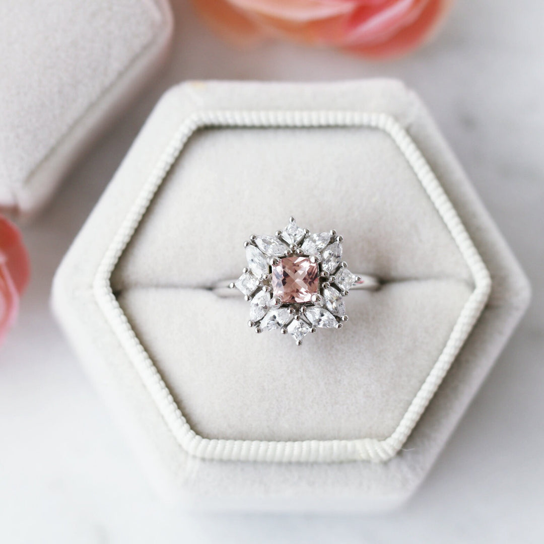 Magnolia Morganite Ring- Sterling Silver