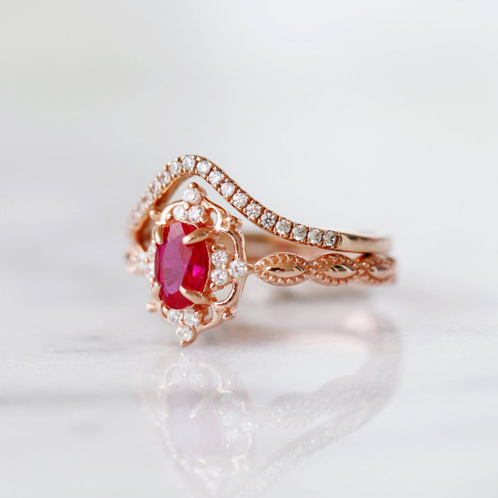 Claire Ruby Ring- 14K Rose Gold Vermeil