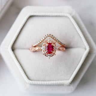 Vintage Ruby Ring in 14K Rose Gold Vermeil