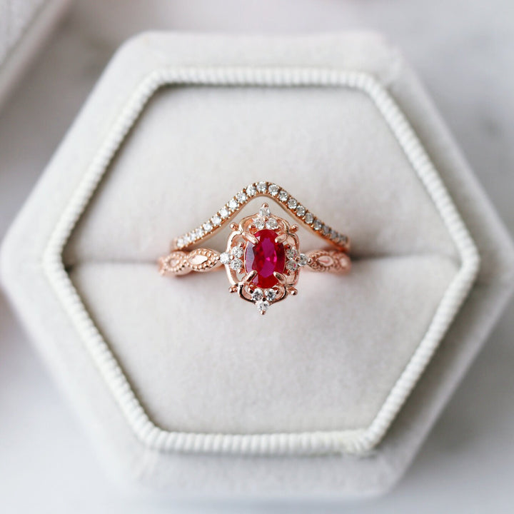 Claire Ruby Ring- 14K Rose Gold Vermeil