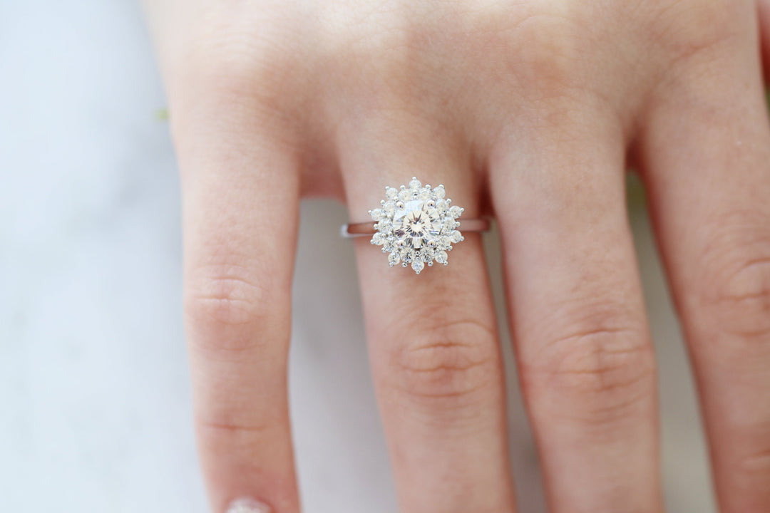 Avery Snowflake Diamond Engagement Ring- 14K White Gold