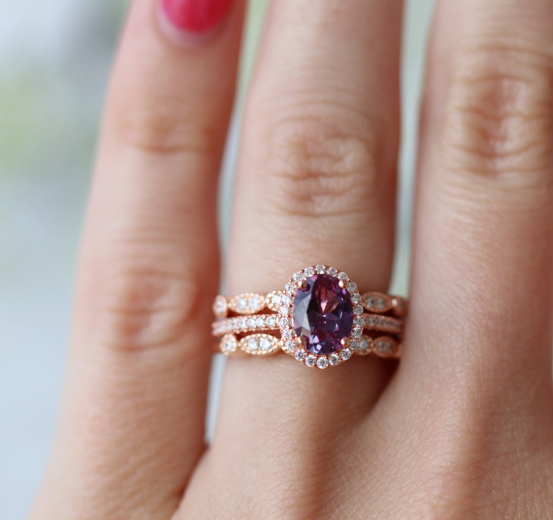 Iris Alexandrite Ring- 14K Rose Gold Vermeil