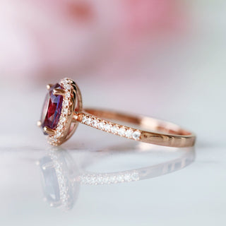 Iris Oval Alexandrite Ring in 14K Rose Gold Vermeil