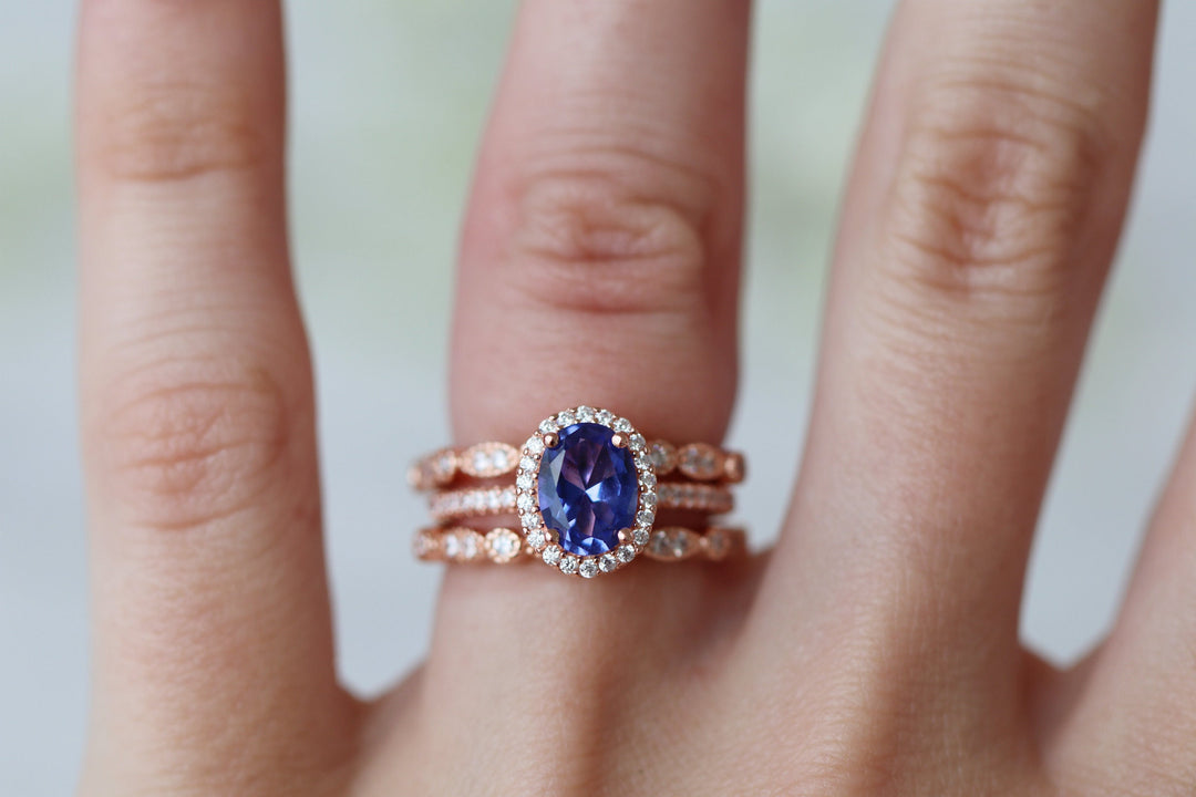 Iris Oval Tanzanite Ring- 14K Rose Gold Vermeil