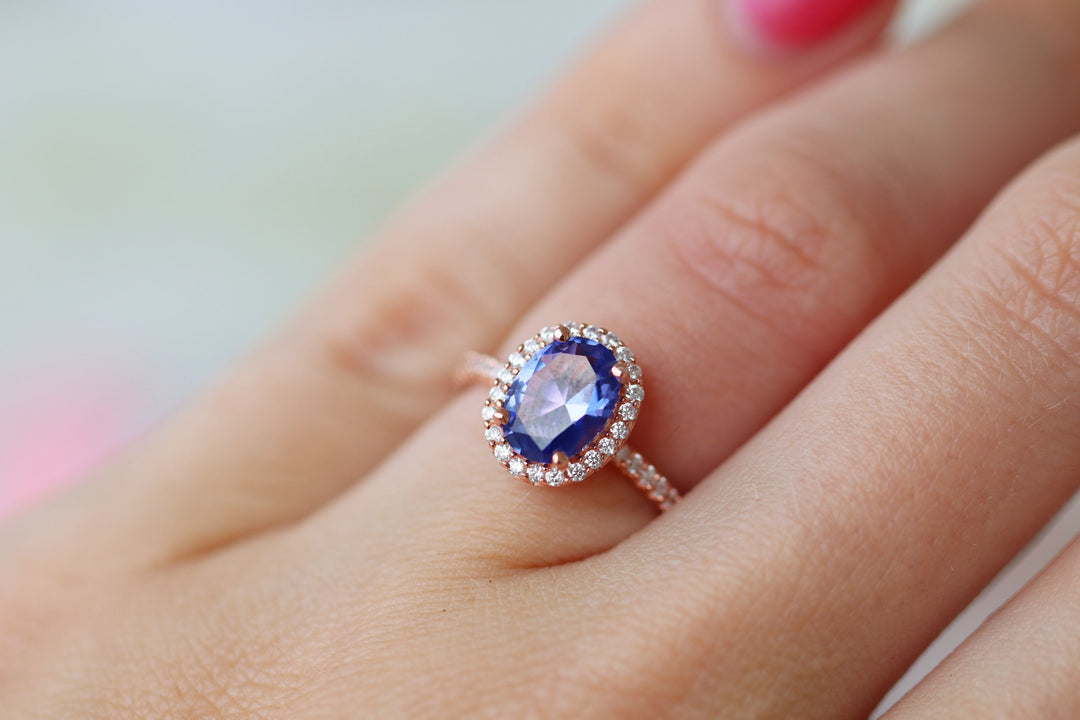 Iris Oval Tanzanite Ring- 14K Rose Gold Vermeil