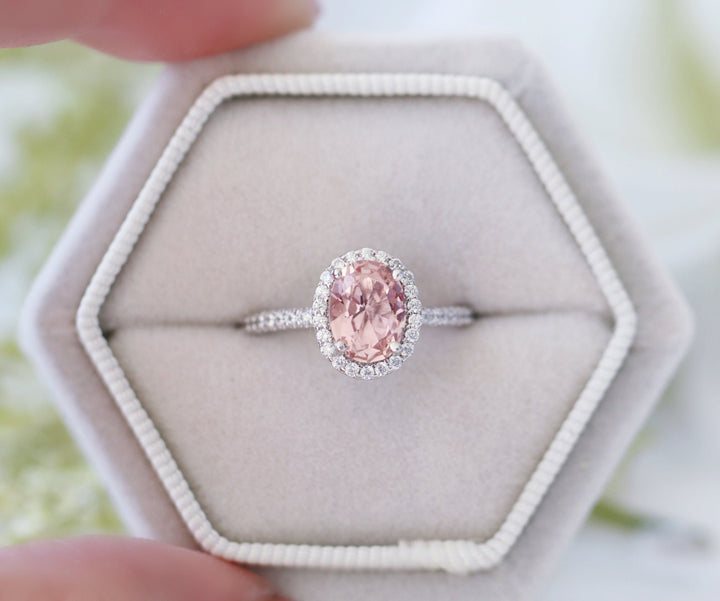 Iris Oval Morganite Ring- Sterling Silver