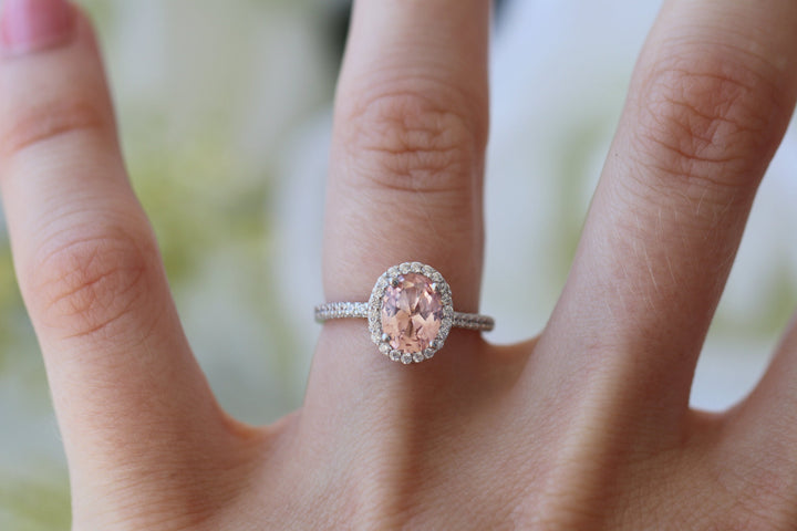 Iris Oval Morganite Ring- Sterling Silver