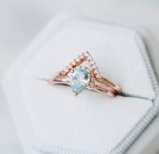 Aria Aquamarine Ring Set- 14K Rose Gold Vermeil