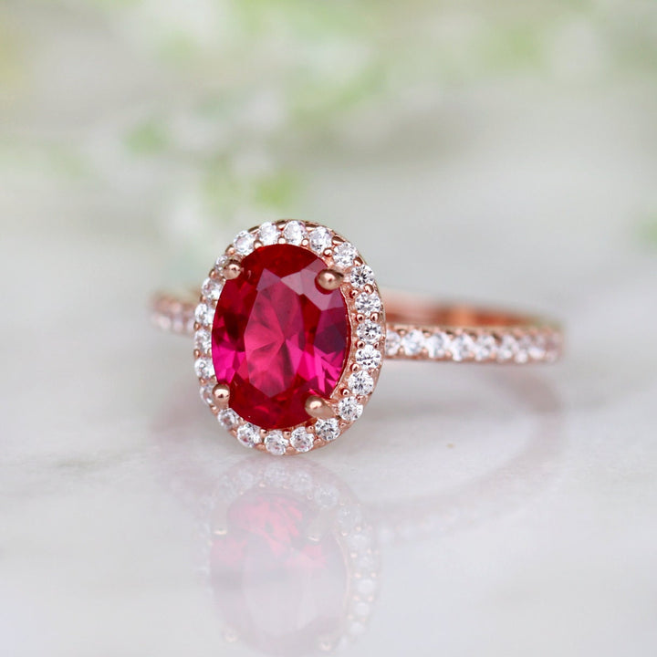 Iris Ruby Ring- 14K Rose Gold Vermeil