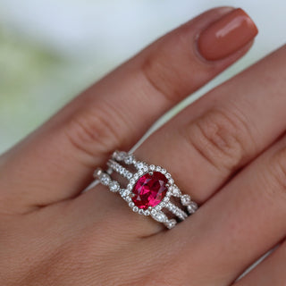 Iris Oval Ruby Engagement Ring- 14K White Gold