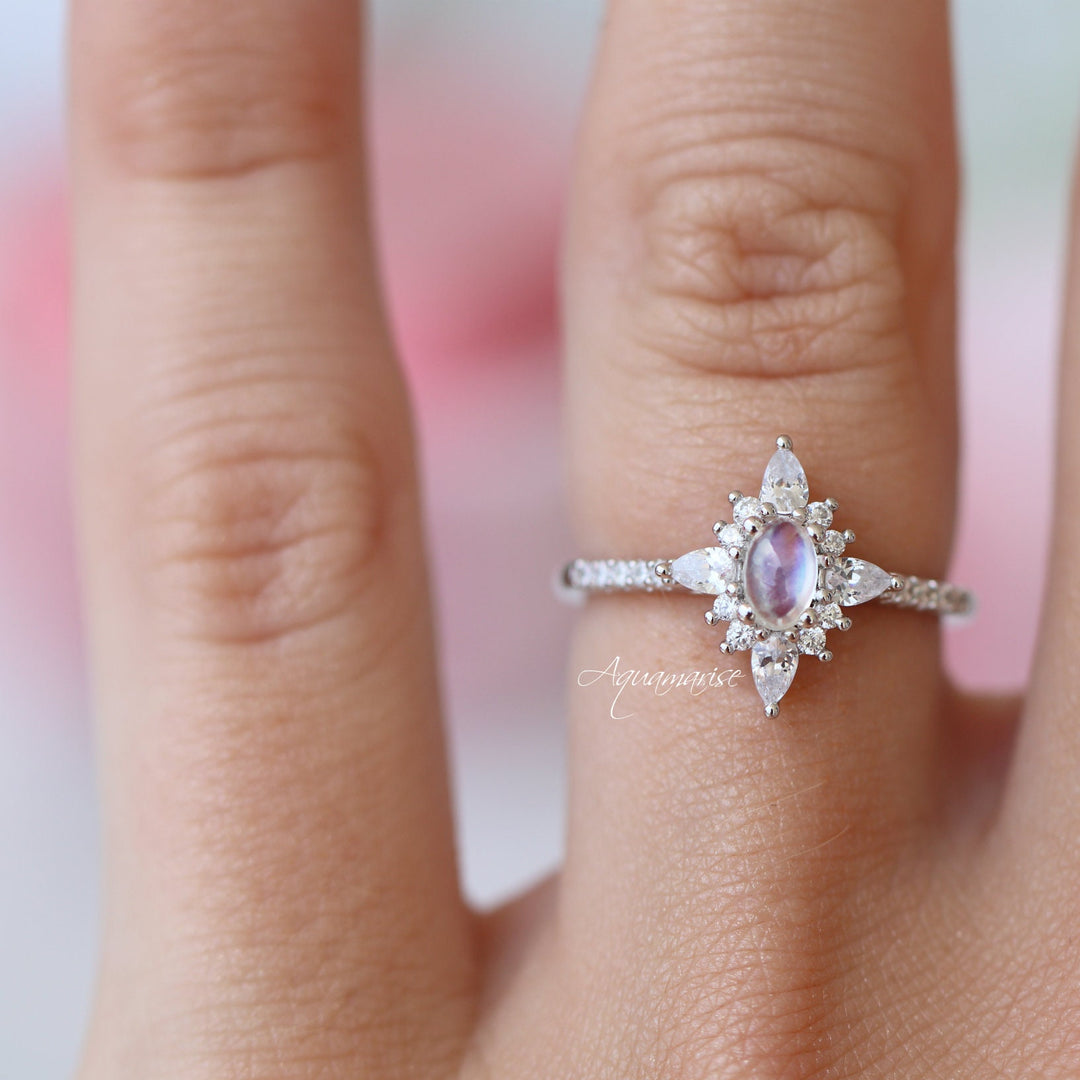 Starburst Moonstone Ring- Sterling Silver