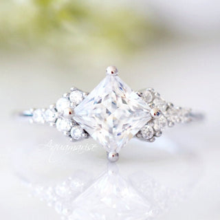 Ellie Princess Cut Moissanite Engagement Ring in 14K White Gold