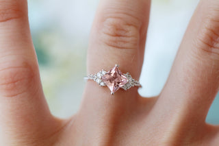 Ellie Princess Cut Morganite Engagement Ring in Sterling Silver