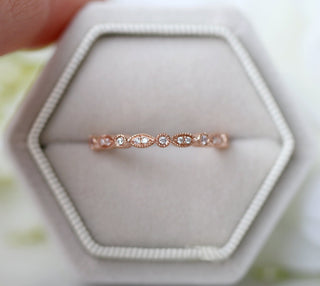 Art Deco Milgrain Wedding Band in 14K Rose Gold Vermeil
