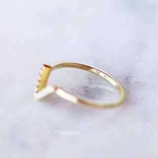 Petite Chevron Natural Diamond or Moissanite Wedding Band in 14K Solid Yellow Gold