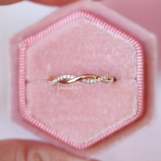 Petite Twisted Vine Wedding Band in 14K Solid Rose Gold