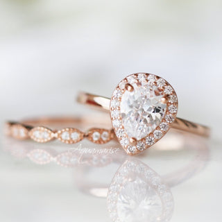Simulated Diamond Engagement Ring in 14K Rose Gold Vermeil