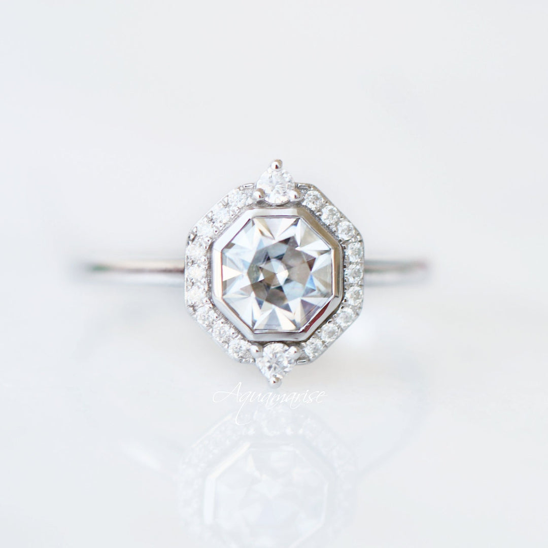 Octavia Engagement Ring- 14K White Gold