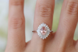 Victoria Art Deco Morganite Engagement Ring in 14K White Gold