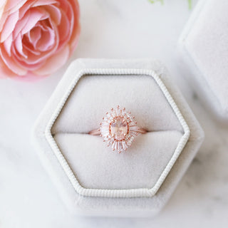 Victoria Vintage Morganite Ring in 14K Solid Rose Gold