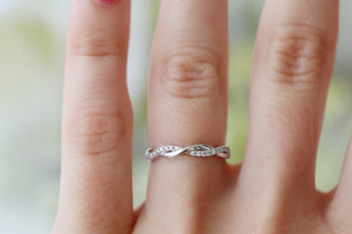 Petite Twisted Vine Diamond Wedding Band in 14K White Gold