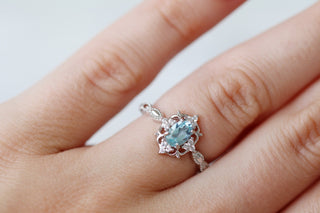 Vintage Aquamarine Engagement Ring in 14K White Gold
