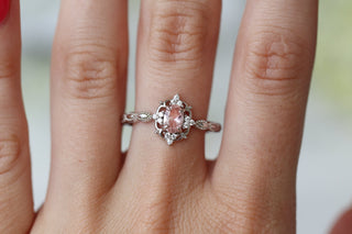 Vintage Morganite Engagement Ring in 14K White Gold