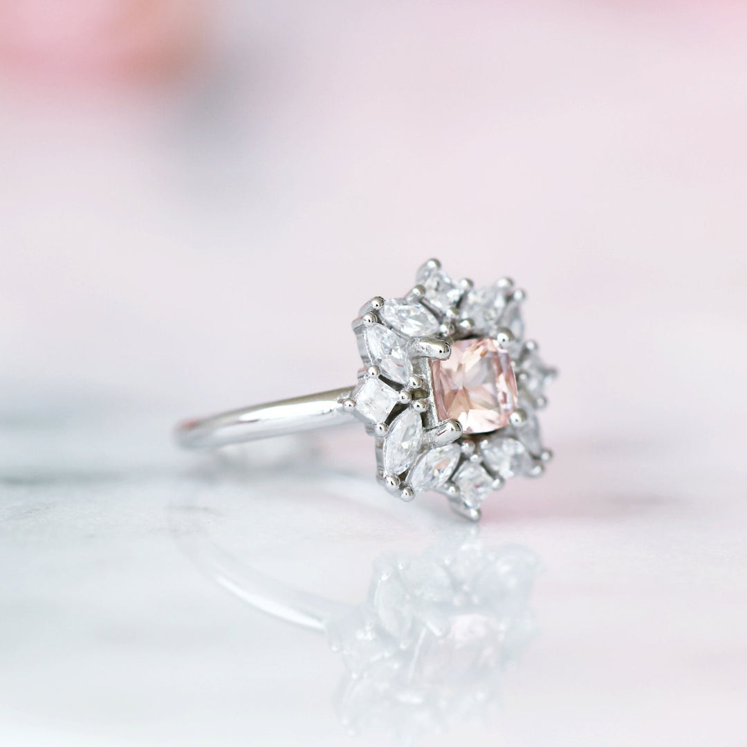 Magnolia Morganite Ring- Sterling Silver