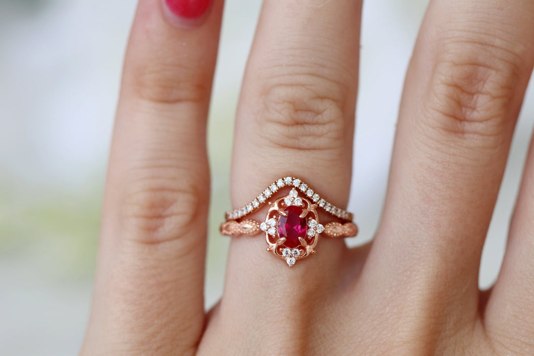 Claire Ruby Ring- 14K Rose Gold Vermeil