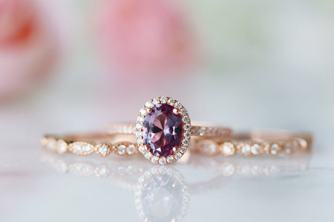 Iris Alexandrite Ring- 14K Rose Gold Vermeil