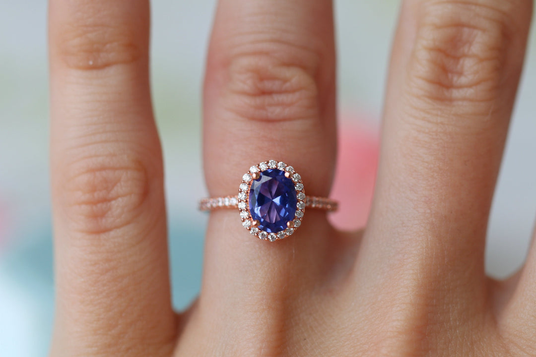 Iris Oval Tanzanite Ring- 14K Rose Gold Vermeil