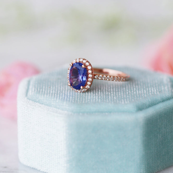 Iris Oval Tanzanite Ring- 14K Rose Gold Vermeil