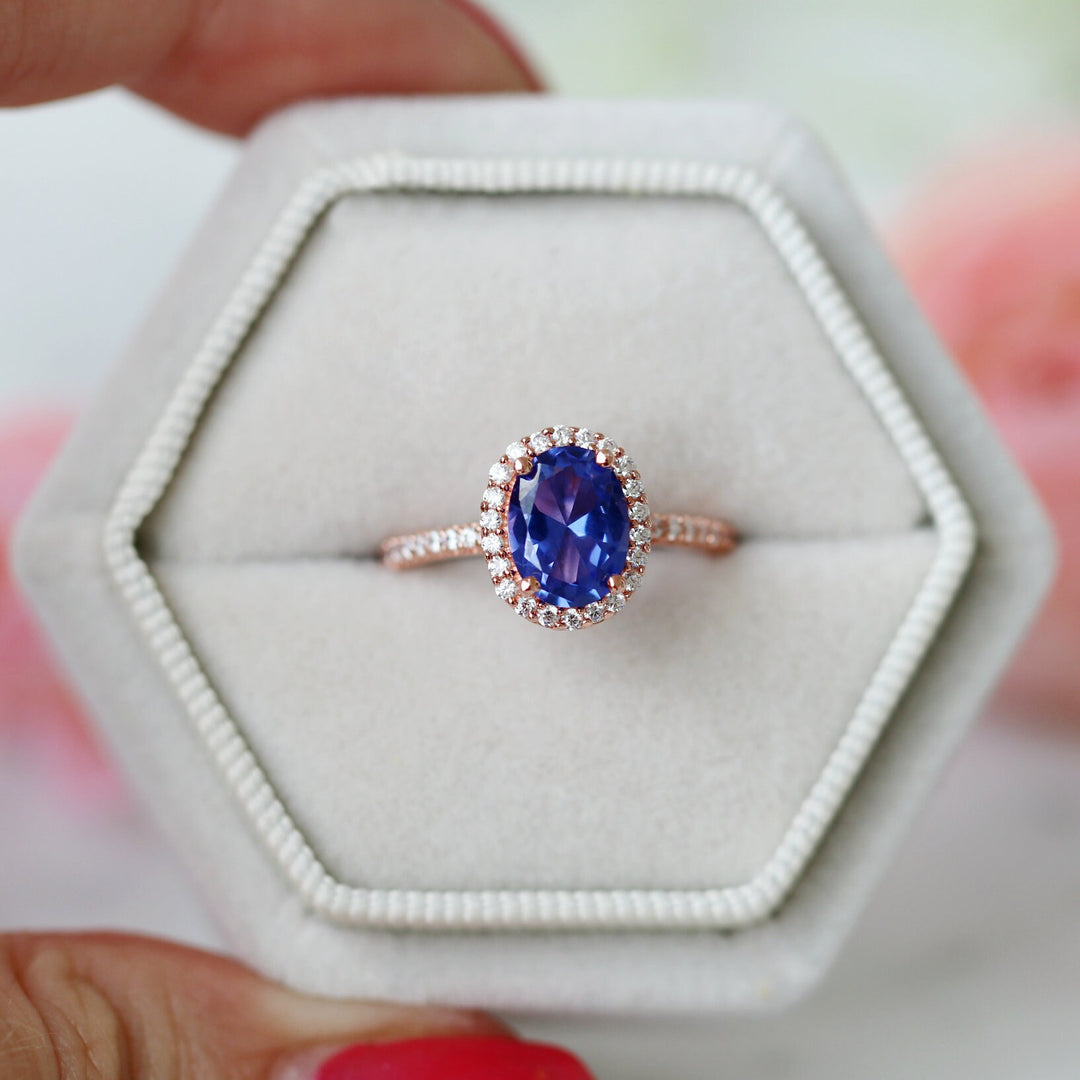 Iris Oval Tanzanite Ring- 14K Rose Gold Vermeil