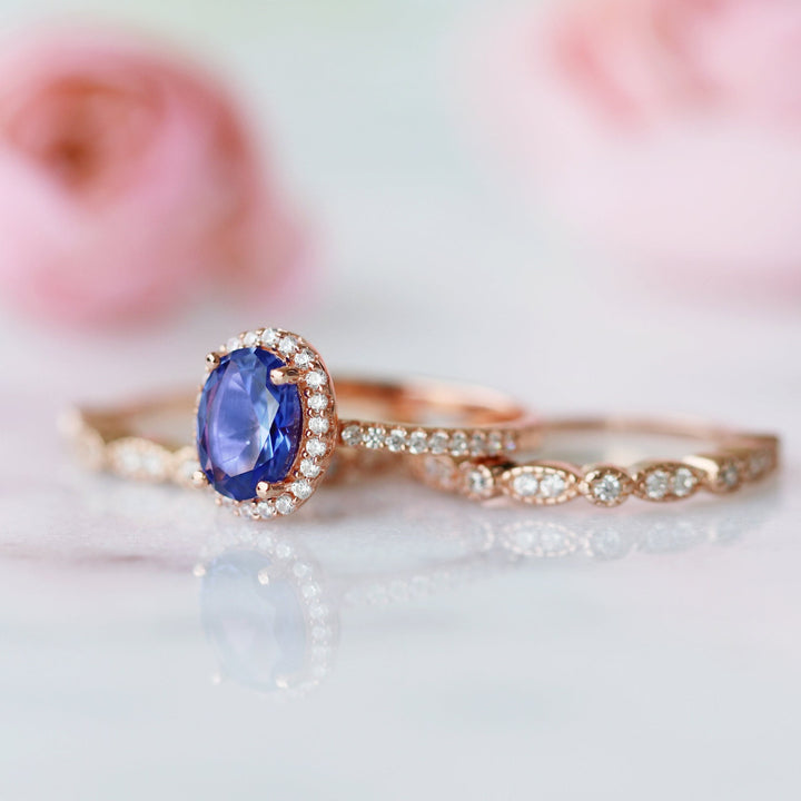 Iris Oval Tanzanite Ring- 14K Rose Gold Vermeil