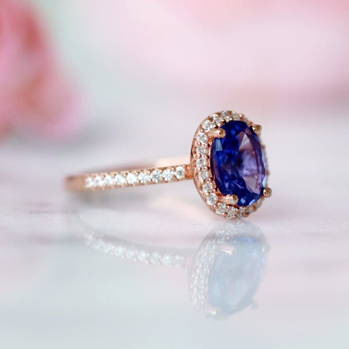 Iris Oval Tanzanite Ring- 14K Rose Gold Vermeil