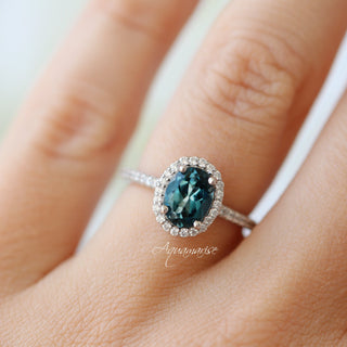 Iris Oval London Blue Topaz Engagement Ring in 14K White Gold