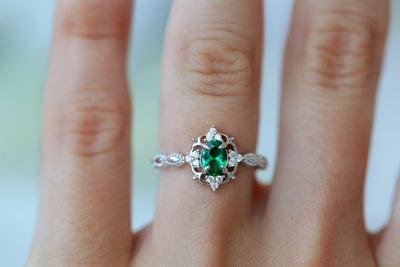Claire Emerald Ring- Sterling Silver