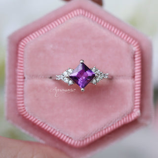 Ellie Natural Amethyst Engagement Ring in Sterling Silver