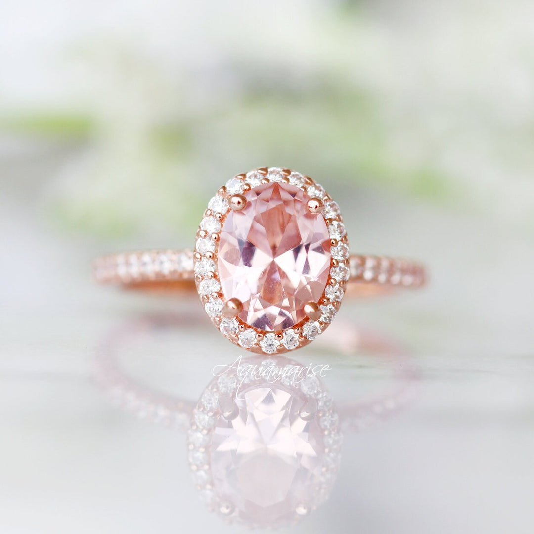 Iris Oval Morganite Ring- 14K Rose Gold Vermeil