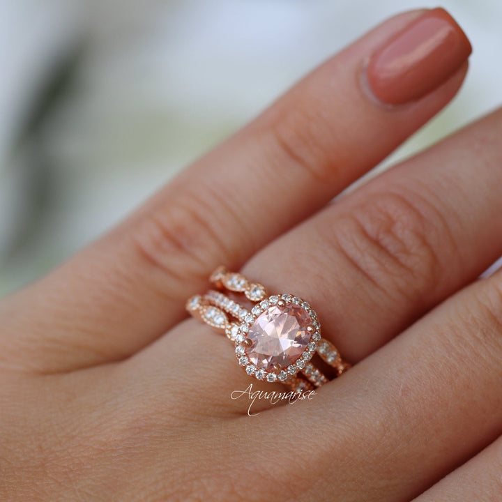 Iris Oval Morganite Ring- 14K Rose Gold Vermeil