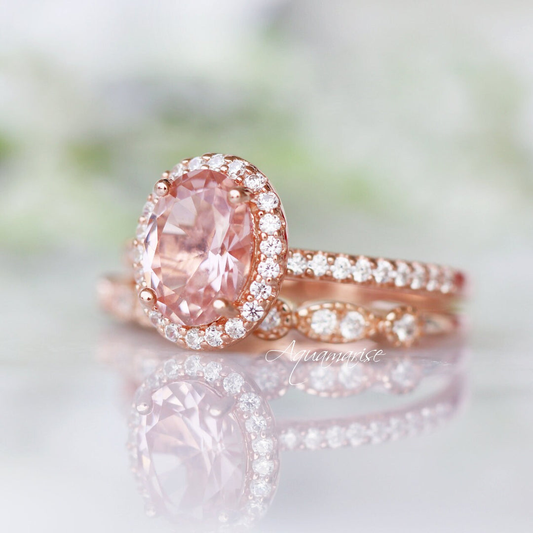 Iris Oval Morganite Ring- 14K Rose Gold Vermeil