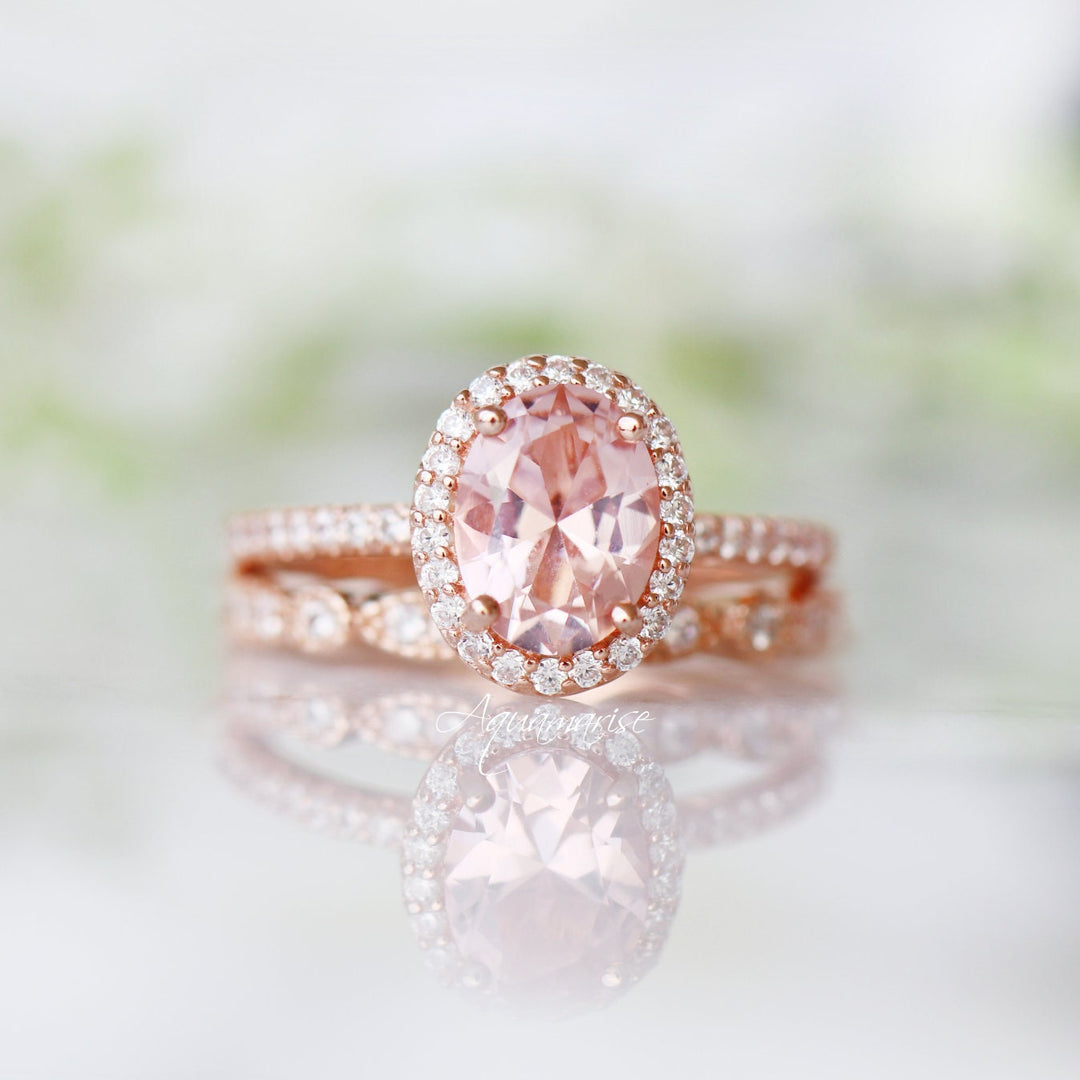 Iris Oval Morganite Ring- 14K Rose Gold Vermeil