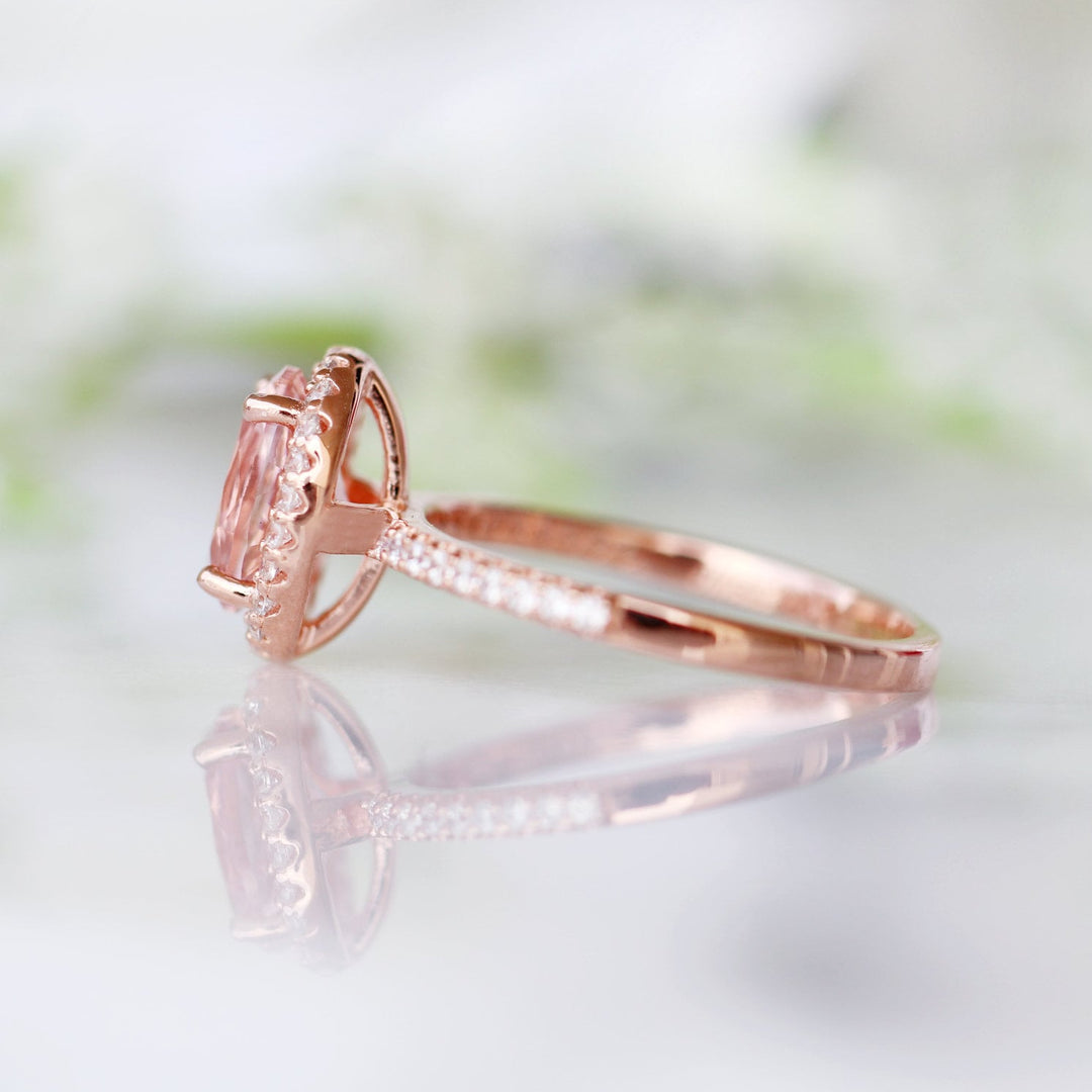 Iris Oval Morganite Ring- 14K Rose Gold Vermeil