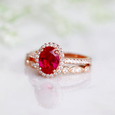 Iris Ruby Ring- 14K Rose Gold Vermeil