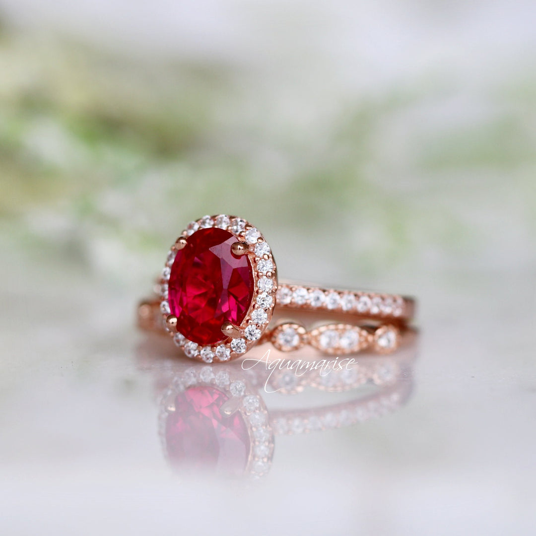 Iris Ruby Ring- 14K Rose Gold Vermeil