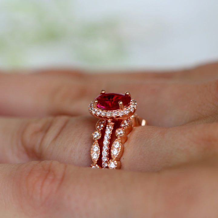 Iris Ruby Ring- 14K Rose Gold Vermeil