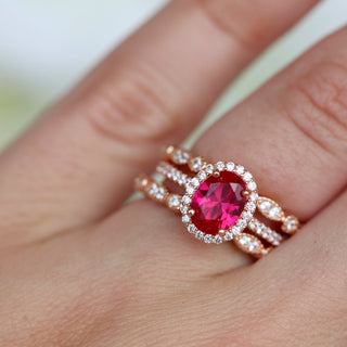 Iris Oval Ruby Ring- 14K Rose Gold Vermeil