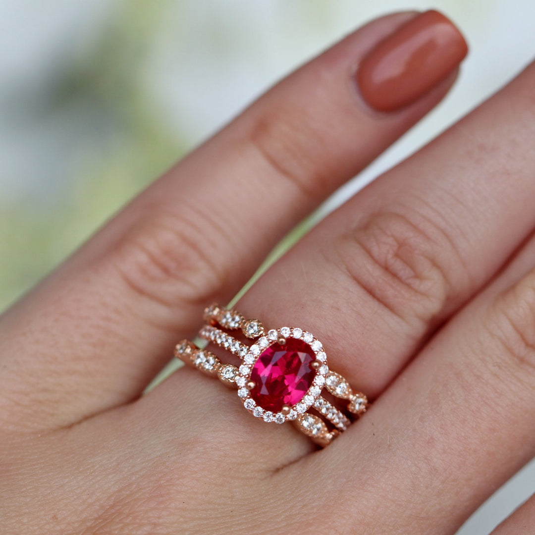 Iris Ruby Ring- 14K Rose Gold Vermeil