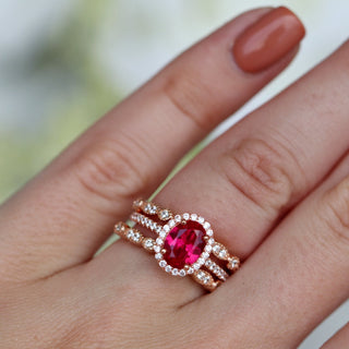 Iris Oval Ruby Ring- 14K Rose Gold Vermeil